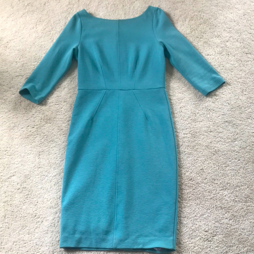 Boden Aurelia Ottoman Ribbed Textured Sheath Dress US 8L Blue - Picture 4 of 13
